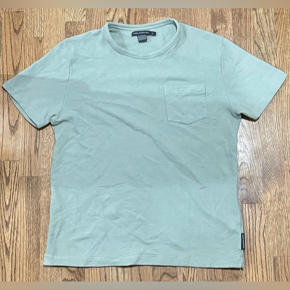 French Connection Light Green Textured T-Shirt With Pocket Men
